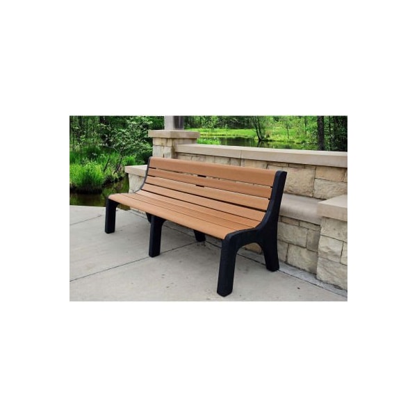 Jayhawk Plastics Frog Furnishings 4' Recycled Plastic Bench w/ Back, Cedar PB 4CEDNEW - main